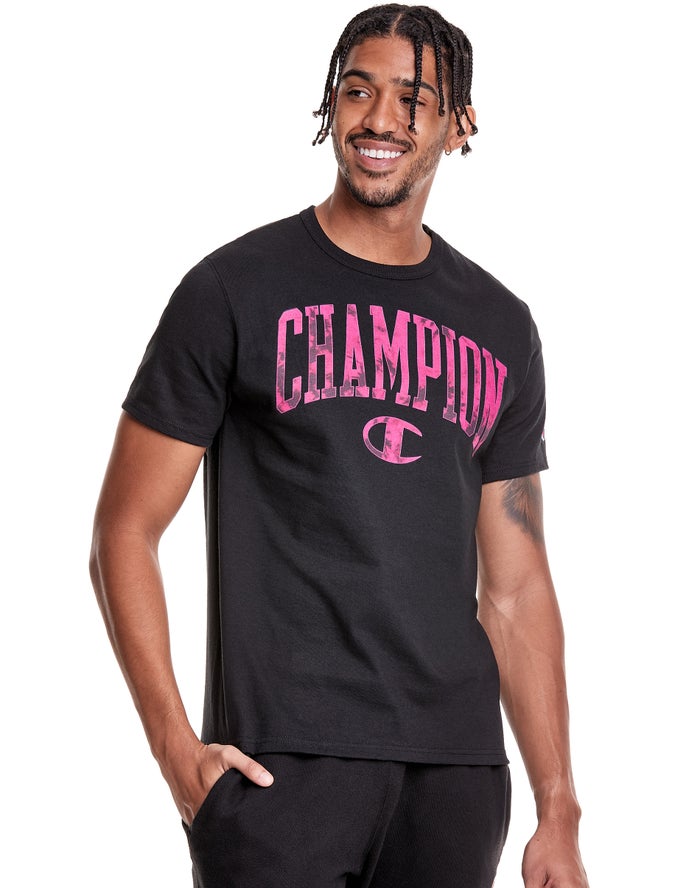 Champion Heritage Galaxy Dye Arch Logo Erkek Tişört Siyah ( EHGRWO832 )